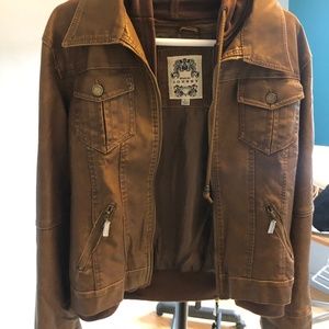 Faux leather brown jacket